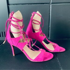 Marc Fisher Pink Lace-Up Heels, sexy party cocktail summer